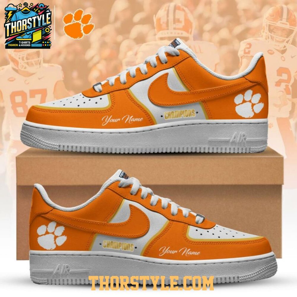 Clemson Tigers Pinstripe Bowl Champions 2025 Personalized Air Force 1 Shoes