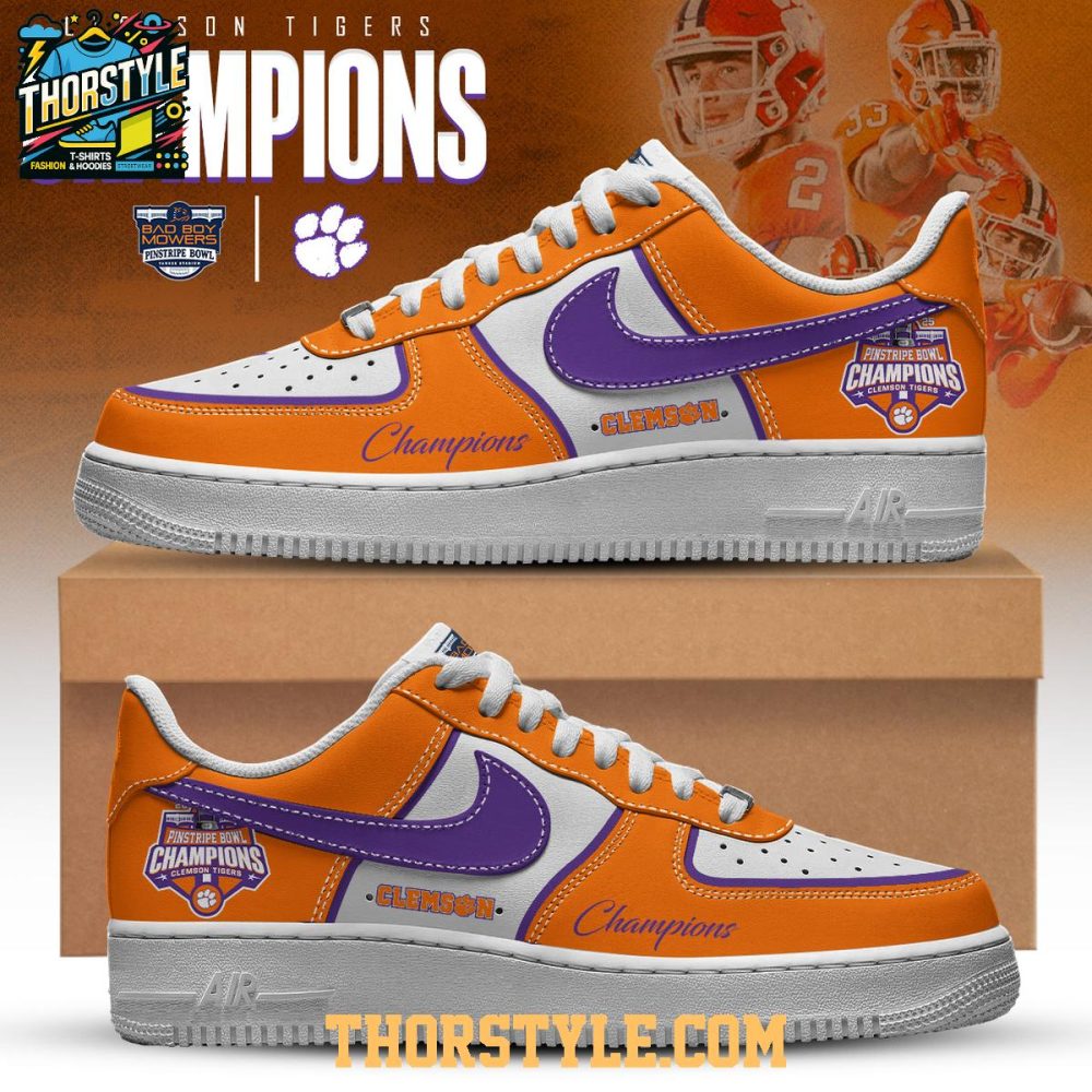 Clemson Tigers Pinstripe Bowl Champions 2025 Personalized Air Force 1 Shoes