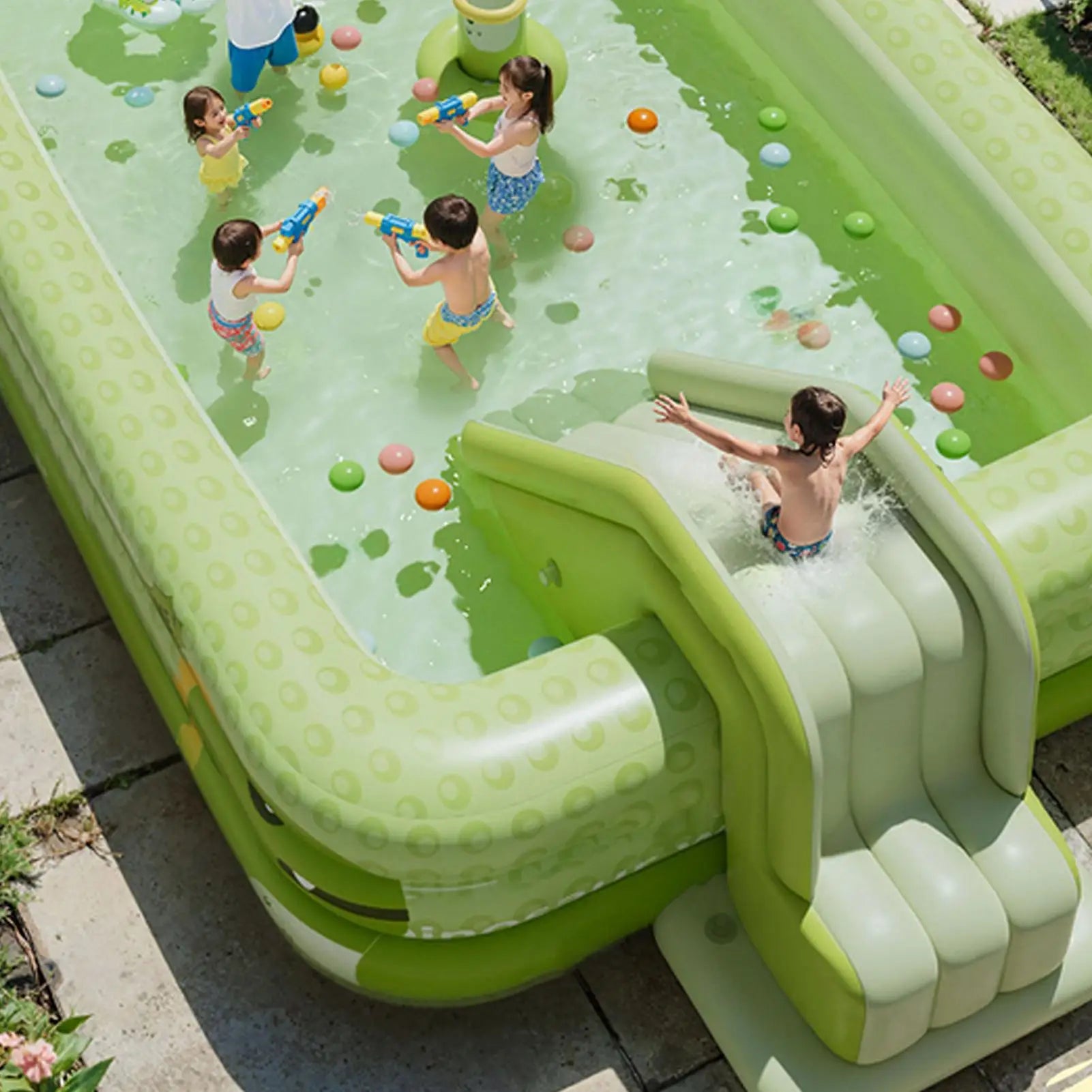 Foldable Blow Up Slide Blow Up Pool Slide Non-Slip Family Gatherings Ramp for Boy Girl Outdoor Recreation Community Water Park