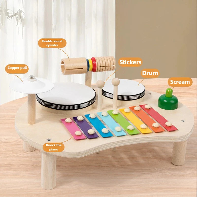 Multi-function Baby Music Table Toys Wooden Musical Instrument Toys for Kids 2 To 4 Years Old Montessori Early Educational Toys