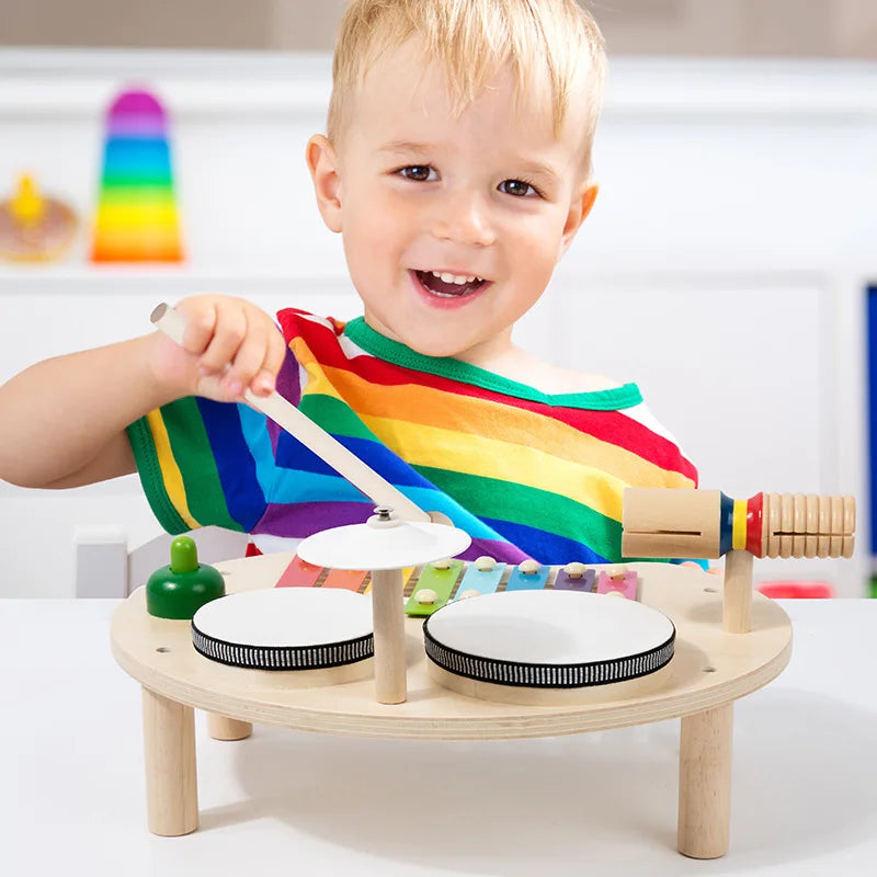 Multi-function Baby Music Table Toys Wooden Musical Instrument Toys for Kids 2 To 4 Years Old Montessori Early Educational Toys