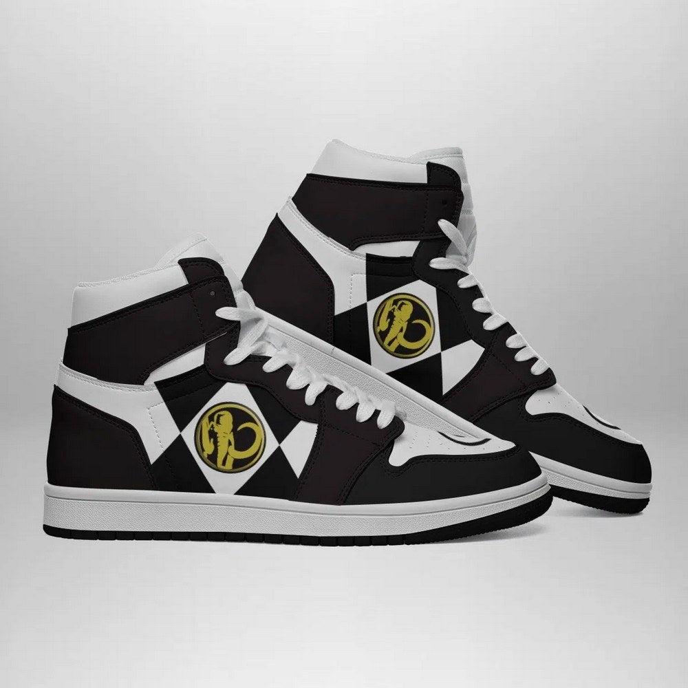 Black Ranger Mighty Morphin Power Rangers AJ1 High Top Shoes
