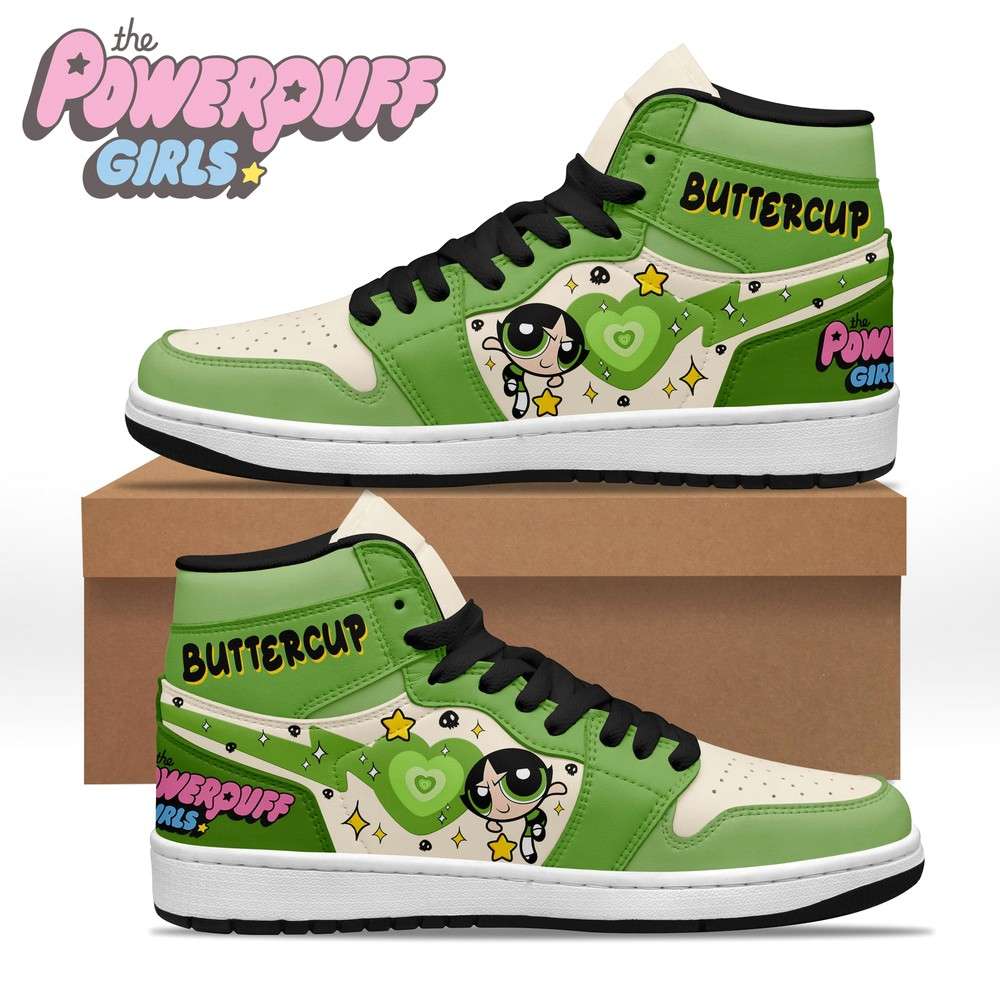 Buttercup The Powerpuff Girls AJ1 High Sneakers Shoes