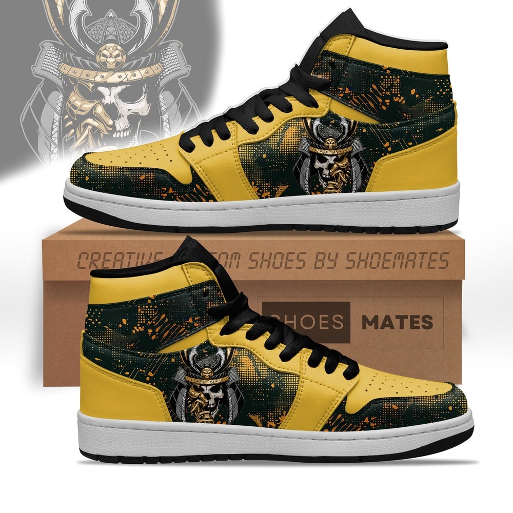 Golden Samurai Skull AJ1 High Top Shoes