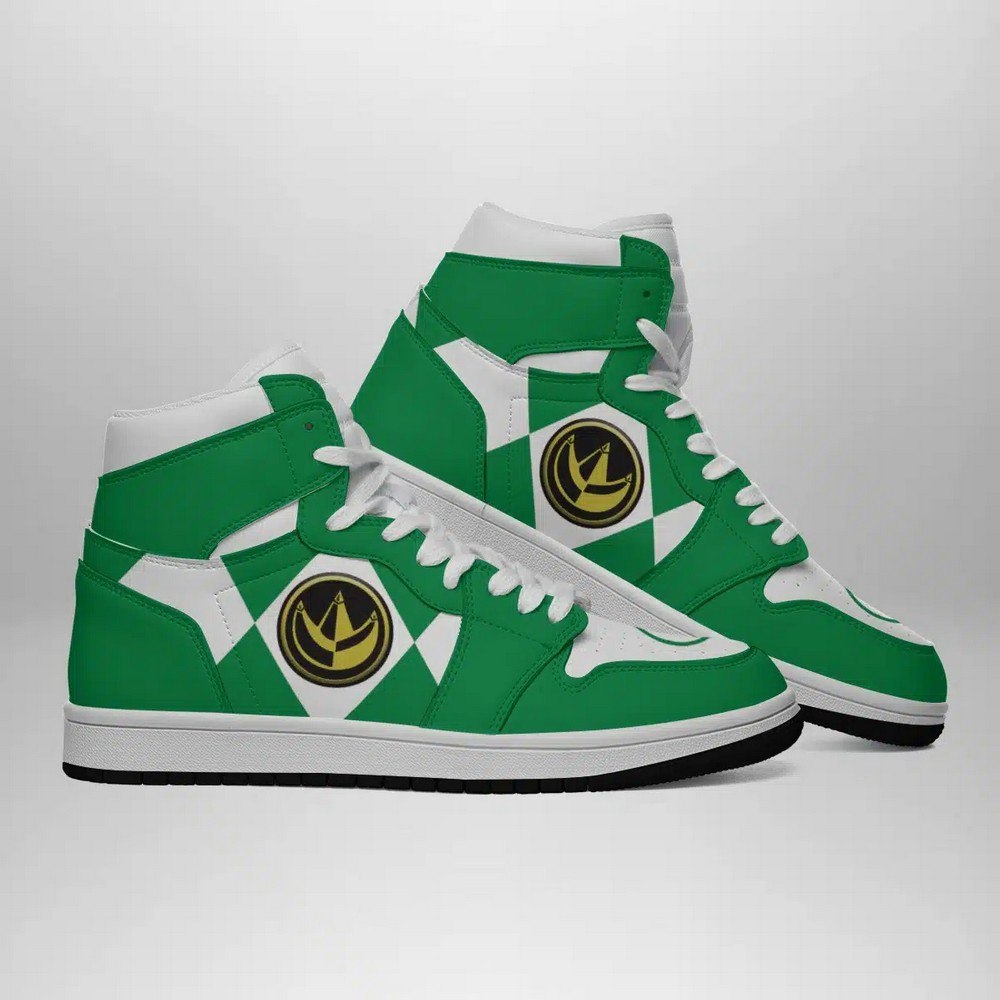 Green Ranger Mighty Morphin Power Rangers AJ1 High Top Shoes