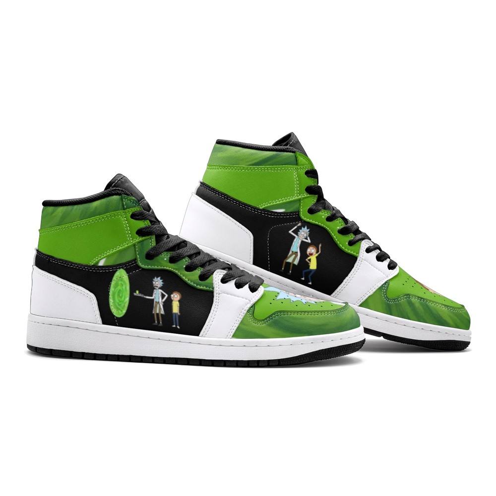 Travel Time Rick And Morty Air Jordan 1 High Top Shoes