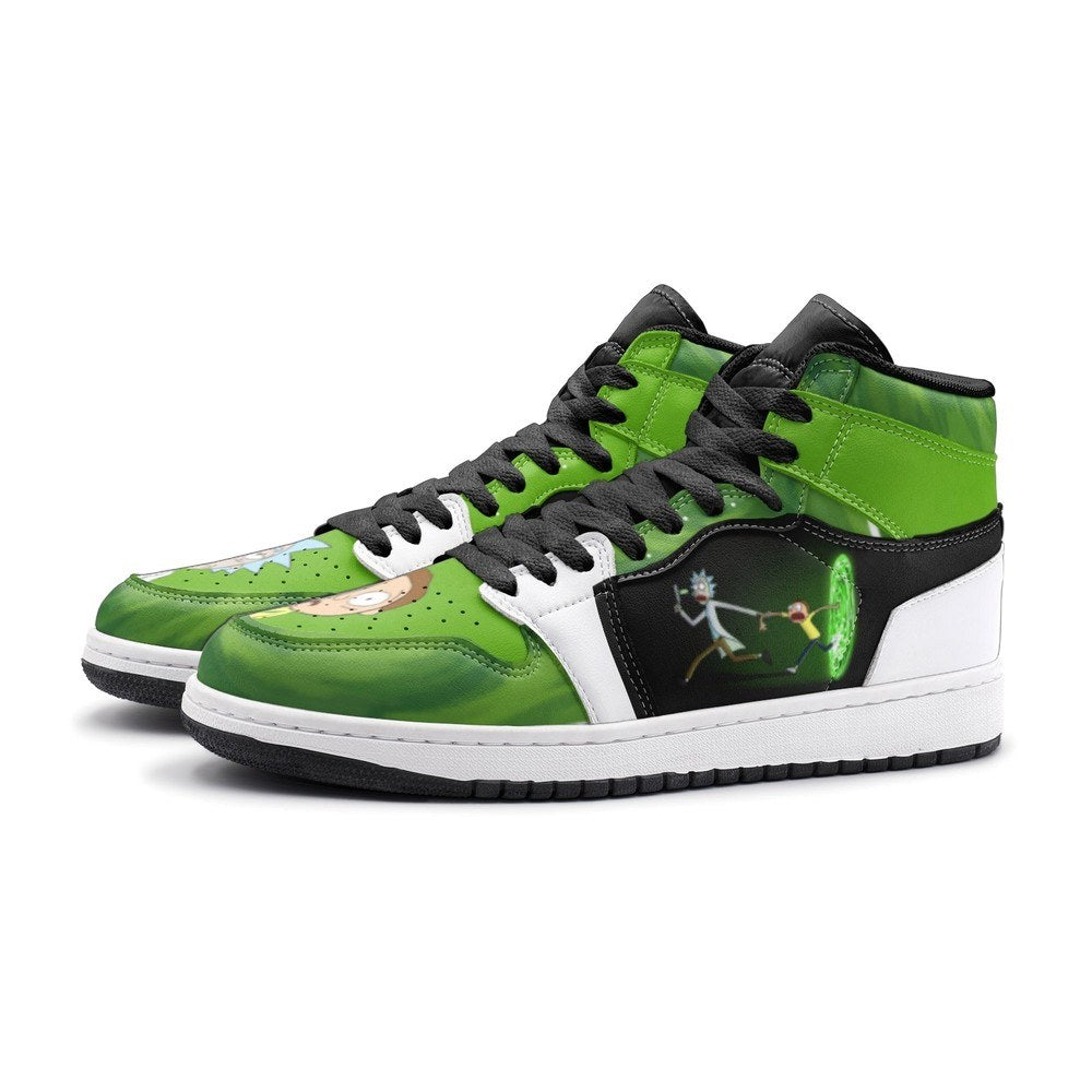 Travel Time Rick And Morty Air Jordan 1 High Top Shoes