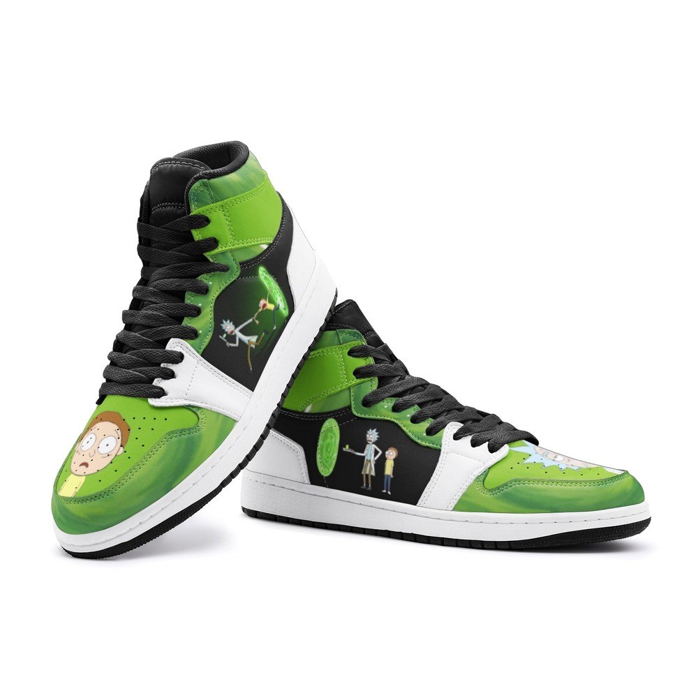 Travel Time Rick And Morty Air Jordan 1 High Top Shoes