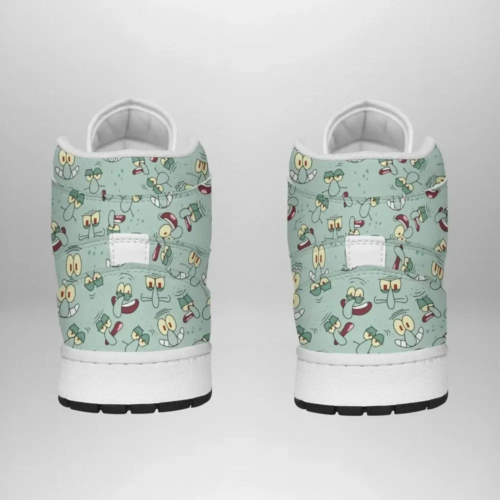 Squidward Faces Spongebob Squarepants Special High Top Shoes