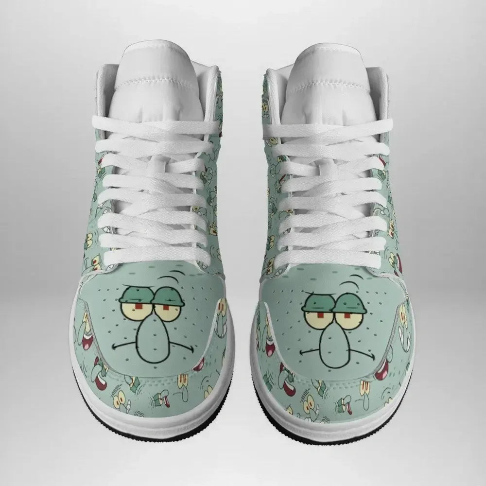 Squidward Faces Spongebob Squarepants Special High Top Shoes